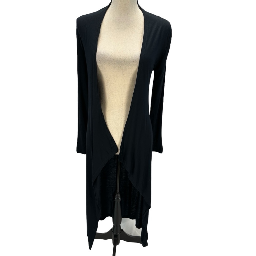 Aveto Long Sleeve Lightweight Duster Open Cardigan - Black - size Small